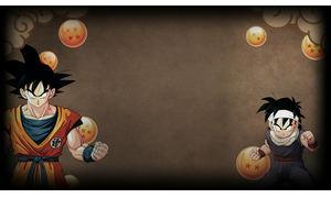 Goku and Gohan with Dragon Balls